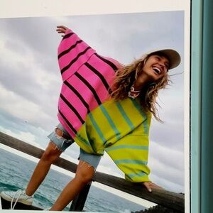 Free People Uptown Stripe Pullover Sweater XS